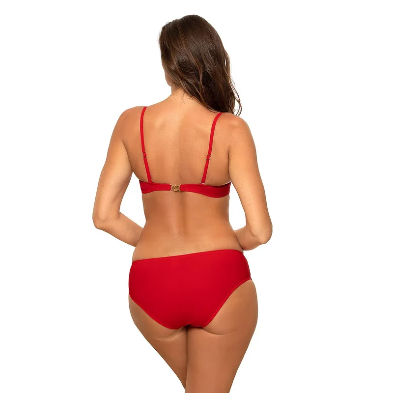 Maillot de bain deux pièces effet push-up bustier bardot soutien-gorge taille moyenne rembourrage amovible bretelles ajustables tissu italien Carvico Tessuti polyamide élasthanne tailles disponibles