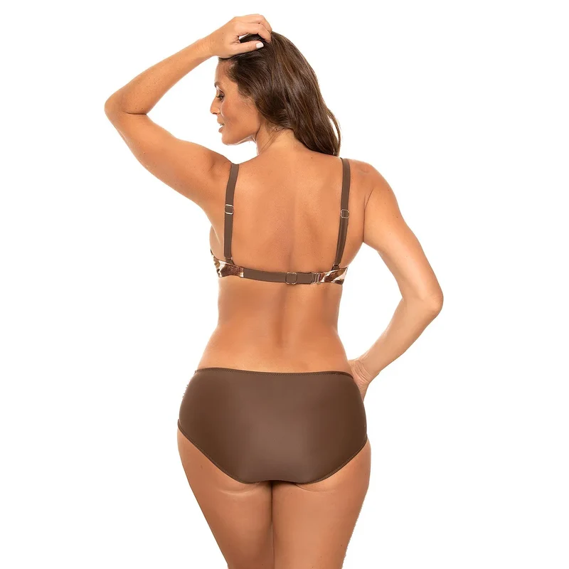 Maillot de bain deux pièces girafe motif animalier tissu italien Carvico Tessuti soutien-gorge armatures ajustables culotte plissée plage piscine été