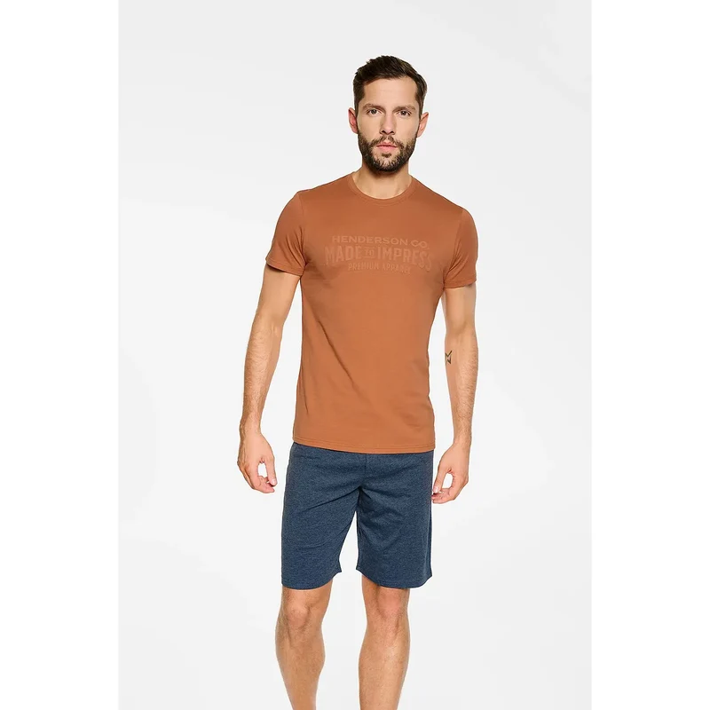 Pyjama homme Henderson 164920 coton polyester T-shirt manches courtes short cordon taille M L XL XXL XXXL
