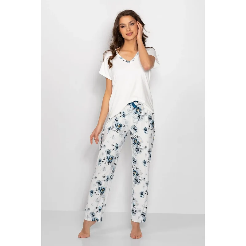 Pyjama sexy ladies model 164679 Momenti Per Me lingerie élégante en polyester 100 % Taille S M L XL Nœud décoratif floral NUIT détente intimité