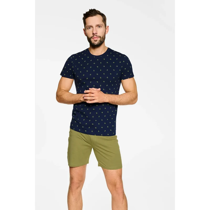 Pyjama homme confortable voyage T-shirt court short genoux coton haute qualité sommeil détente relaxation