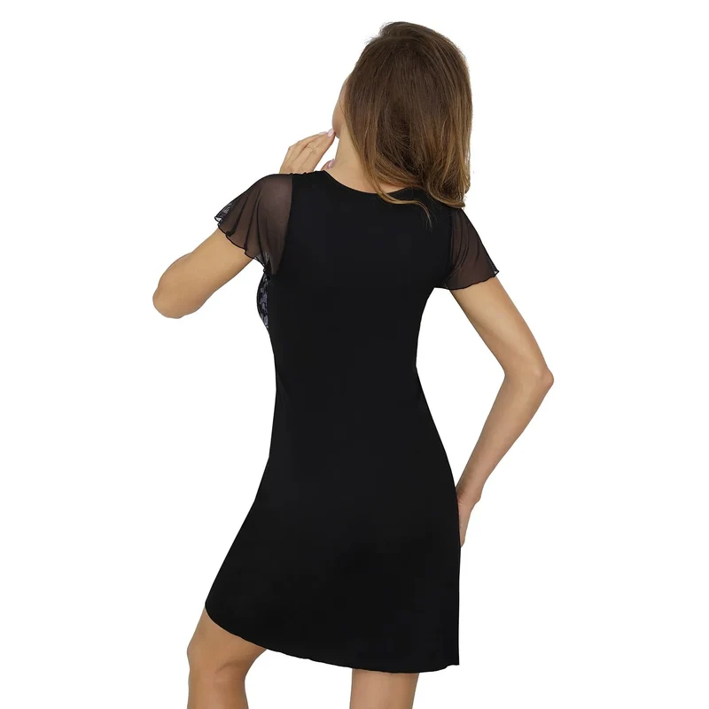 Nuisette noire Donna dentelle florale tissu élastique confortable sexy collection lingerie féminine nuit séduction mode intime