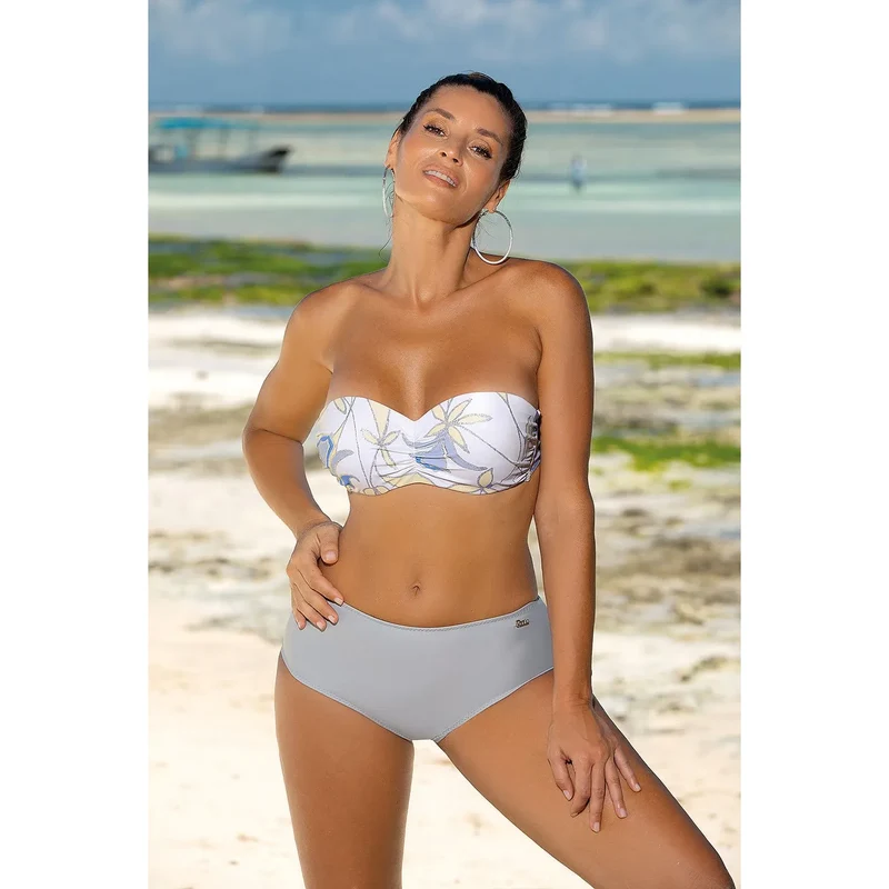 Maillot de bain deux pièces floral haute-couverture soutien-gorge bandeau culotte taille haute tissu italien Carvico Tessuti lingerie élégante été plage piscine