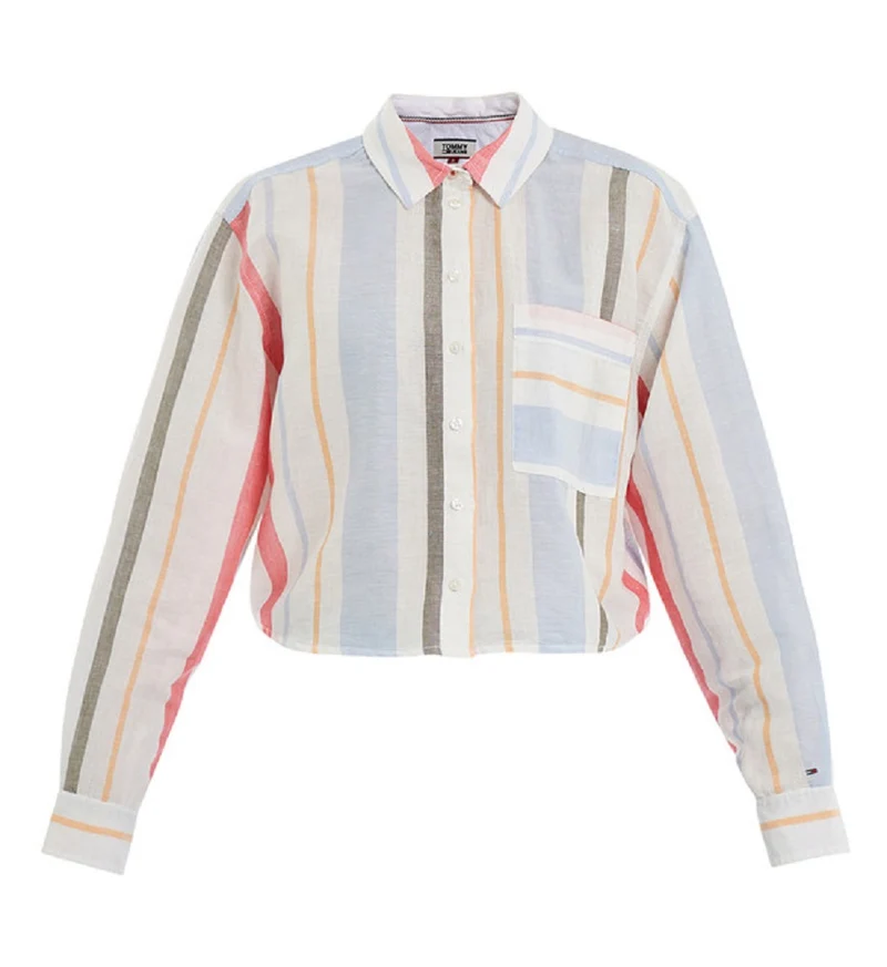 Camicia Lino Donna Multi Stripe Crop