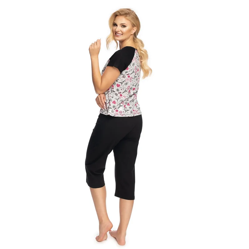 Pyjama deux-pièces en coton motif fleurs et cœurs Irall 160616 élégance confort nuit gifting lingerie féminine