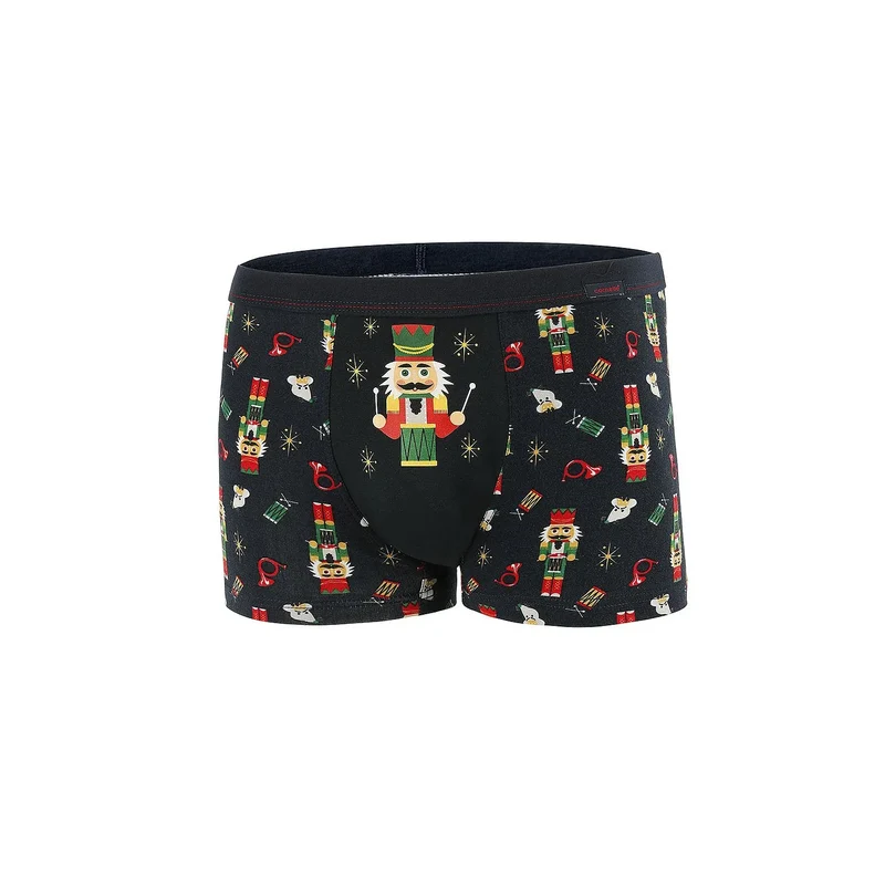 Boxer pour homme feste confortable soutien renforcé matériaux doux coton élasthanne design festif casse-noisettes étoiles taille élastiquée