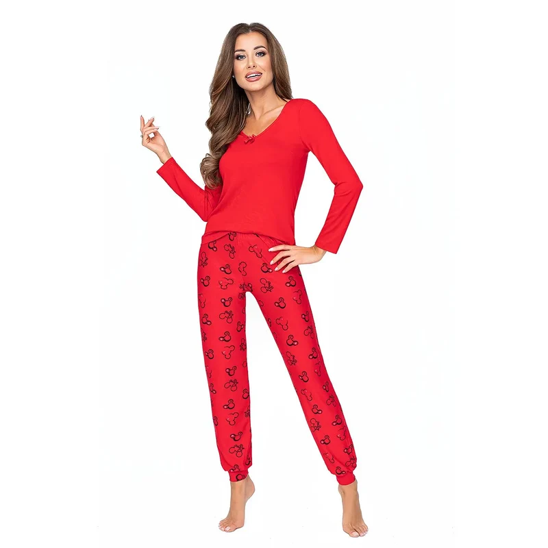 Pyjama femme deux-pièces confortable en viscose élasthanne manches longues motifs élégants lingerie intime nuit détente