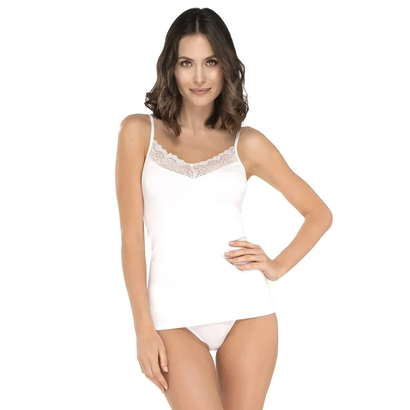 ensemble lingerie élégant confortable coton dentelle ajustable débardeur sans manches culotte bikini maintien bretelles fines doux respirant blanc raffiné