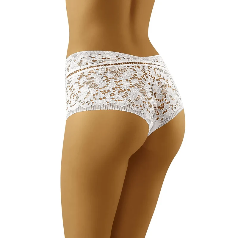 Shorts en dentelle Wolbar modèle 156521 - Coupe légèrement haute, confortable et féminine, taille hanche S/M/L, blanc élégant, lingerie séduisante