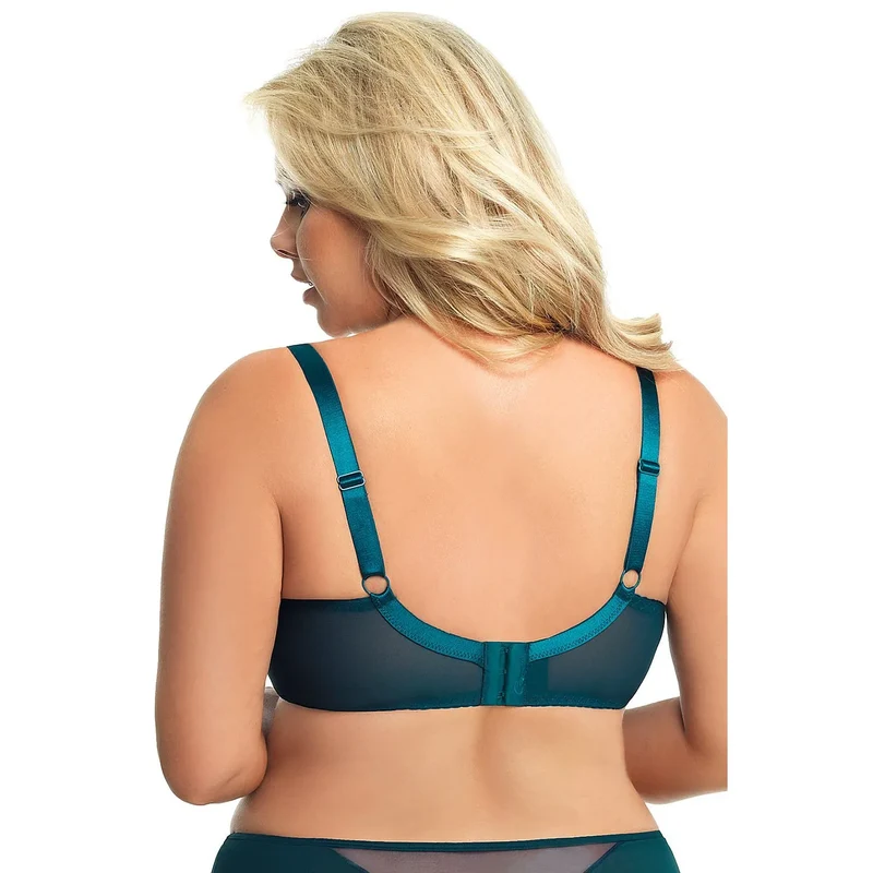 Soutien-gorge Gorsenia lingerie féminine vert profond maille double motifs floraux bonnets pleins grandes tailles confort soutien renforcé