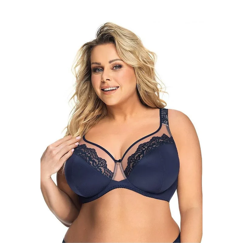 Soutien-gorge Gorsenia Luisse K441 dentelle tulle ajustables confort poitrines moyennes grandes lingerie élégante bleu marine