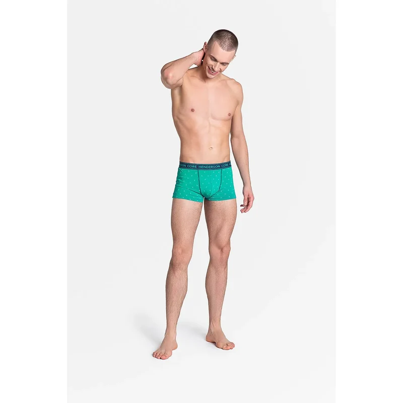 Caleçons hommes Henderson model 151510 Boxer motif pois coton élasthanne taille ajustée confort durable panneau profilé ceinture élastique_bleu marine turquoise