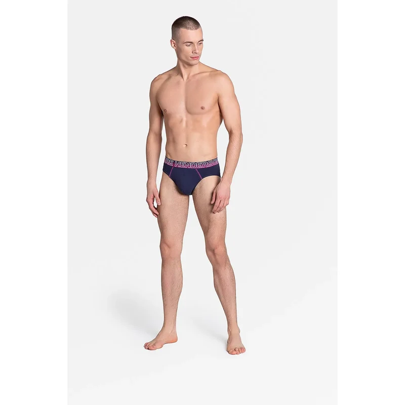 Sous-vêtement masculin Henderson modèle 151502 slip coton élastane taille élastique ceinture rose bleu marine maintien confort