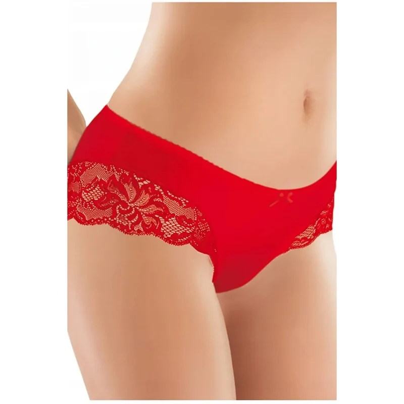 Lencerie feminine seductive elegant sexy shorty microfibre floral lace red stretch waistband comfortable panties everyday wear special occasions discret sensuality