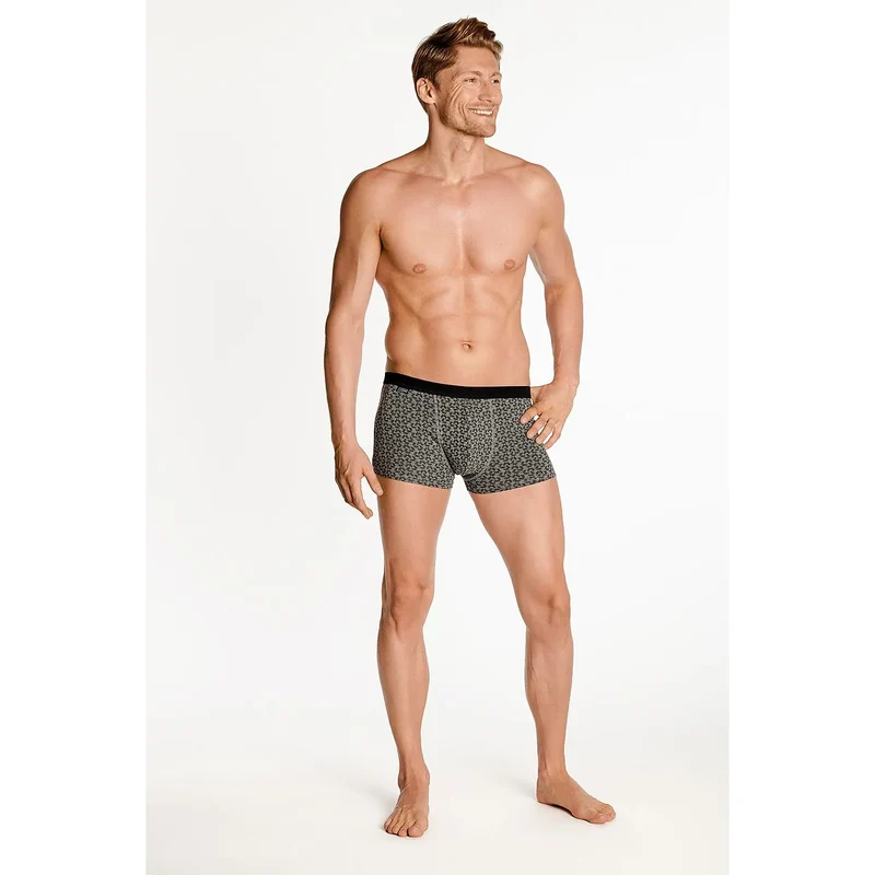 boxer homme sportif coupe ajustée ceinture élastique coton élasthanne respirant doux maintien soutien imprimé gris élégant