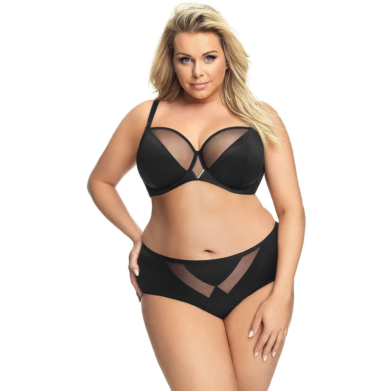 Gorsenia soutien gorge douceur modèle 146524 armatures ajustables bonnets opaques supérieurs transparents maille noir polyamide elasthanne