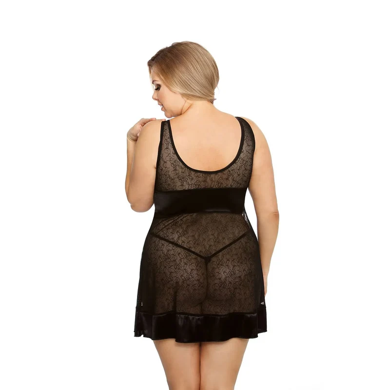 ensemble sexy coquin anais nuisette string dentelle satin grande taille maintien confortable bandeau décolleté profond coupe évasée élégante