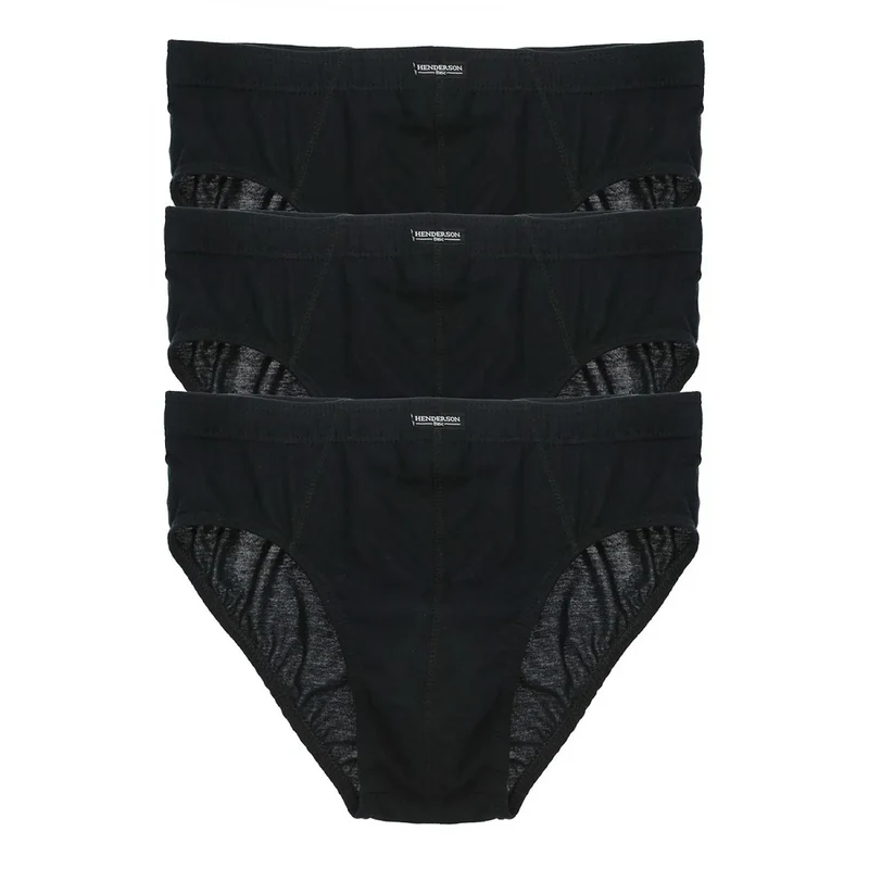 Slip homme Henderson 133965 coton bi-élastique noir coupe basse confort quotidien