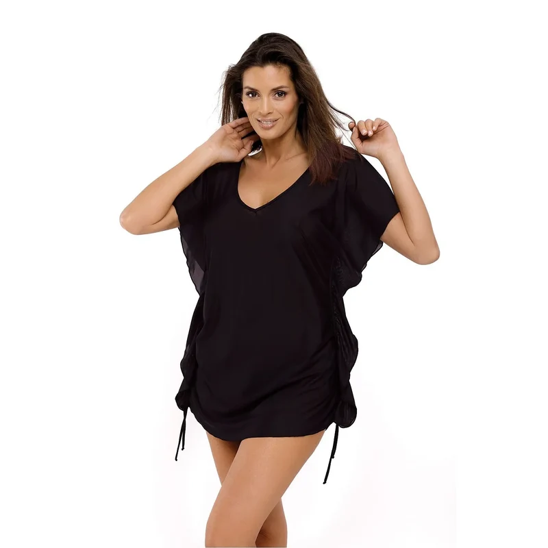 Tunique plage Marko ample ajustable V-neck élasthanne polyamide semi-transparente féminine élégante