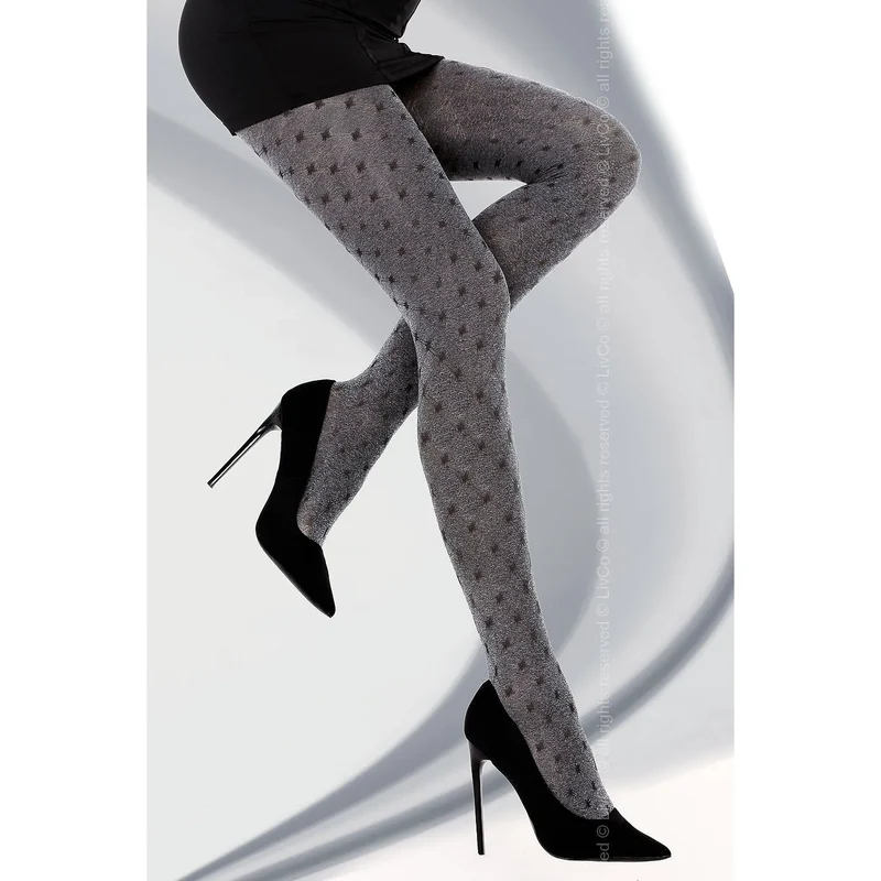Collants élégants gris motif points relief quarante denier extensibles polyamide élasthanne polyester doux confortable maintien opaque sophistiqués polyvalents féminins