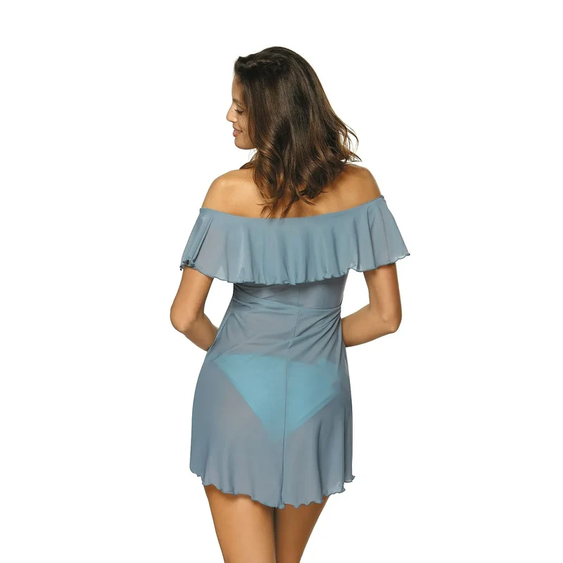 Robe plage sexy épaules nues manches courtes décolleté cœur polyester léger respirant femme été