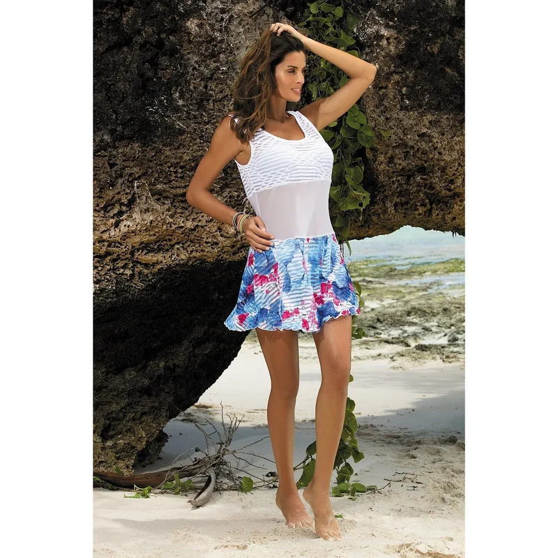 robe plage tunique modèle 79980 Marko bretelles tissu italien transparent léger doux aéré élastique coupe ajustée ample encolure bateau