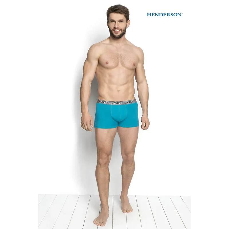 Boxer Homme Confort Style Henderson Coton Élasthanne Extensible Respirant Douceur Maintien Soutien Panneau Profilé Court Ajusté Ceinture Élastique Logo