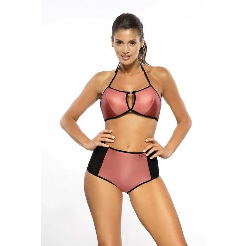 Maillot bain deux pièces scintillant Marko modèle 143629 tissu italien nacré métallique maintien rembourré dos goutte culotte taille haute