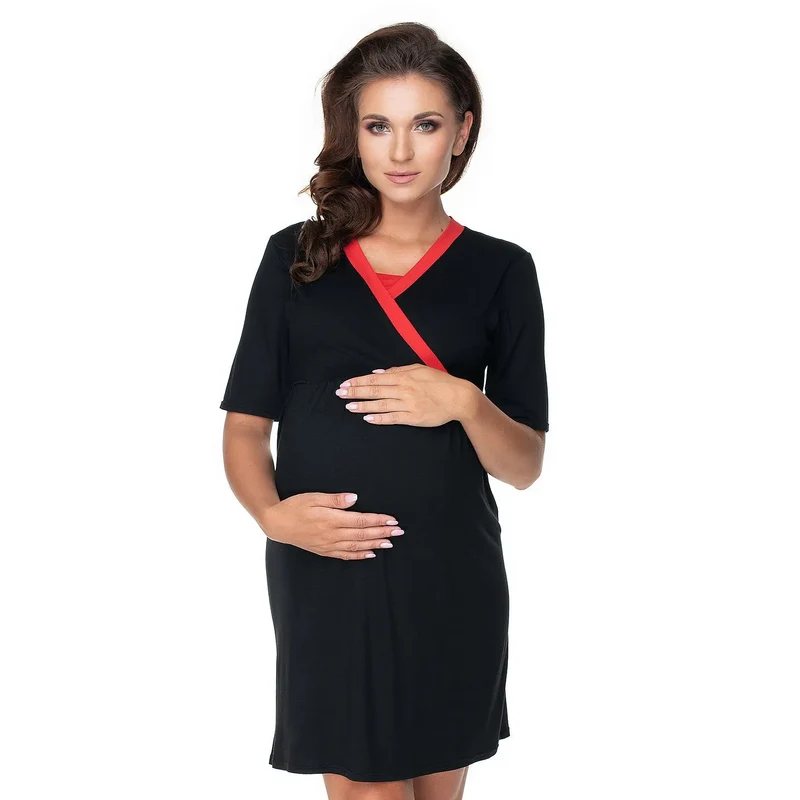 Robe maternité croisée viscose rouge confort élégance allaitement grossesse post-grossesse Pee Ka Boo 141830