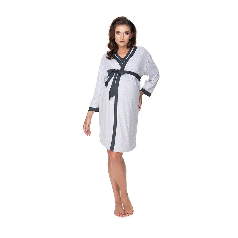 Robe chambre maternité kimono manches longues viscose évasée ajustable allaitement post-accouchement