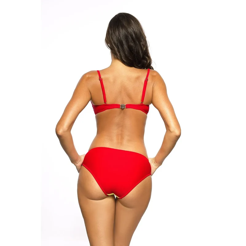 Maillot bain deux pièces push-up sportif élégant rouge ajustable plage piscine femmes