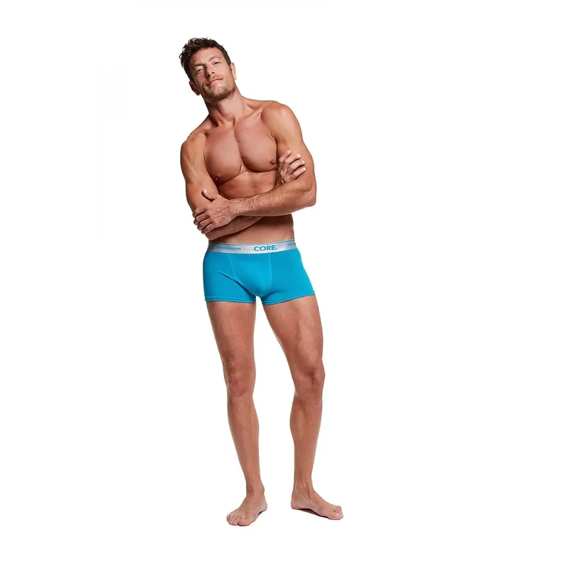 paire boxers hommes coupe ajustés bande élastique large imprimée logo Henderson coton élasthanne respirants confortables durables sportifs bleu marine
