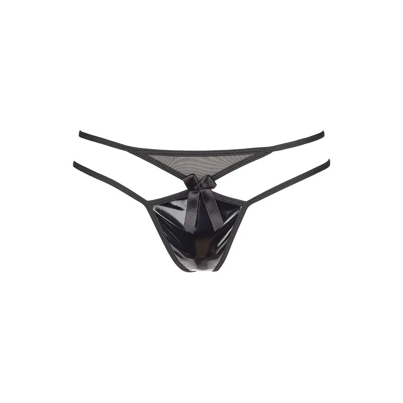 string noir scintillant mailles délicates nœuds coquets Axami glamour audace luxe sensualité confort élégance coton élasthanne polyamide polyester