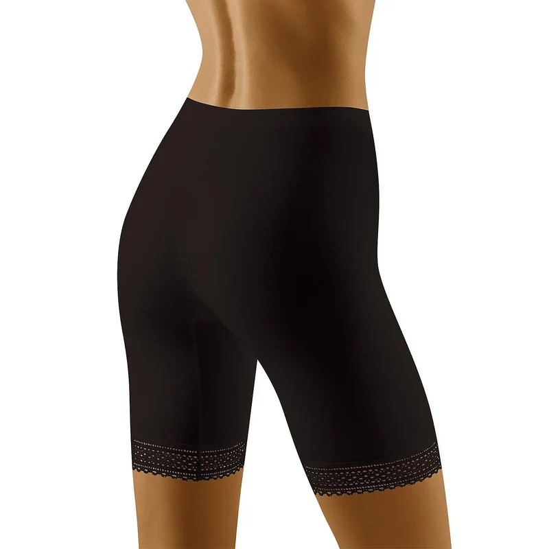 Wolbar 109659 slip bermuda ajusté dentelle anti irritation micromodal élasthanne sculptant silhouette confort protection jambes élégance noire tailles disponibles