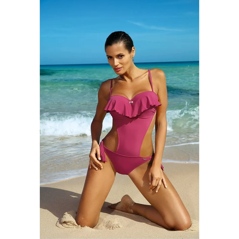 maillot bain monokini pièce moulant séduisant sensuel dos brésilien style cubain volant bijoux rembourré armature bretelles réglables détachables