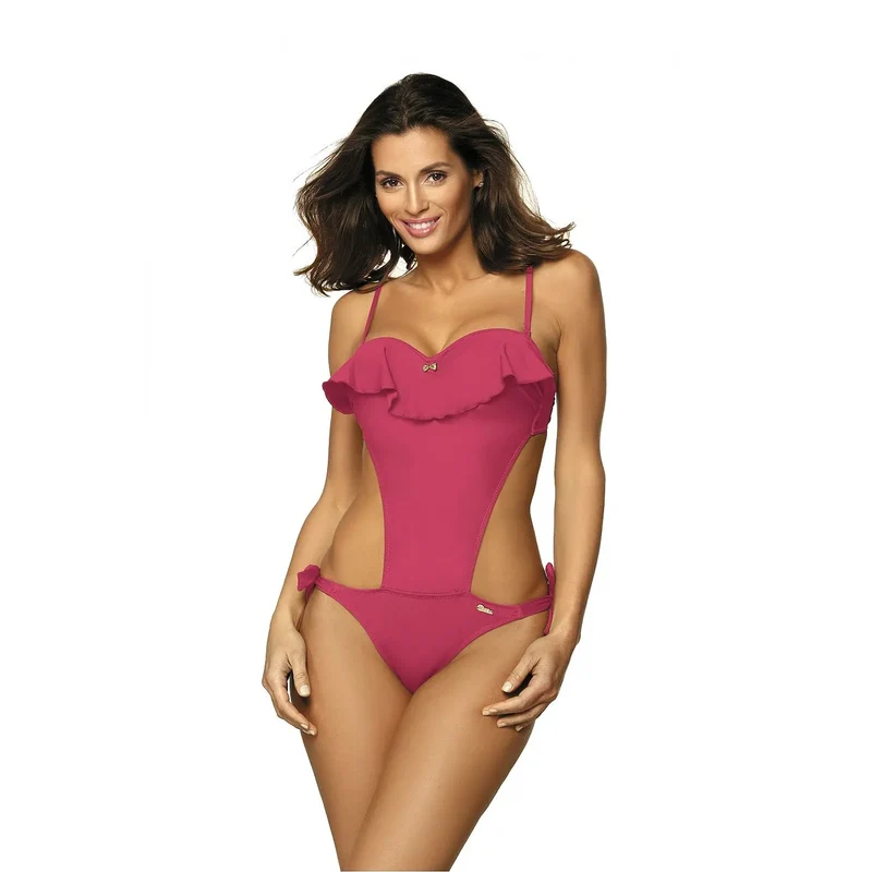 maillot bain monokini pièce moulant séduisant sensuel dos brésilien style cubain volant bijoux rembourré armature bretelles réglables détachables