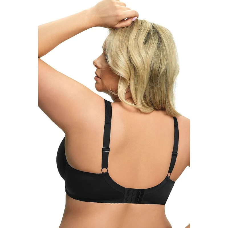 soutien gorge souple noir dentelle tulle grandes tailles maintien optimal armatures discrètes bretelles réglables confort quotidien élégance glamour Gorsenia