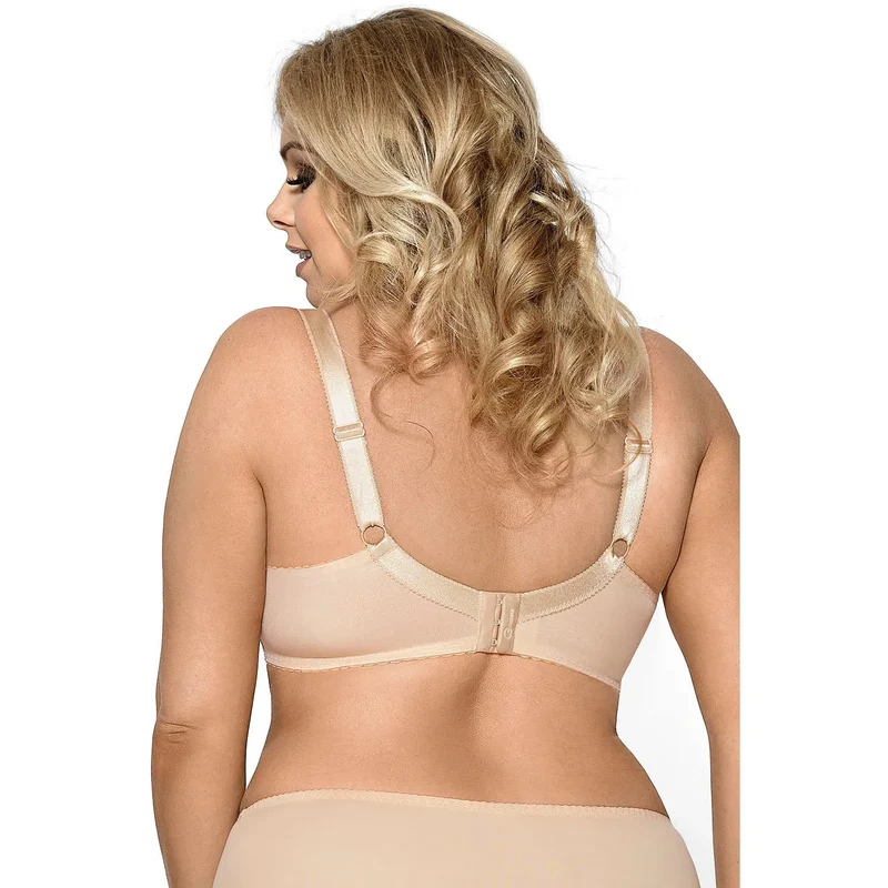soutiengorge dentelle doux maintien parfait décolleté arrondi armatures réglables côtés Lycra maille doublée confort rehausse poitrine beige tailles nombreuses Gorsenia