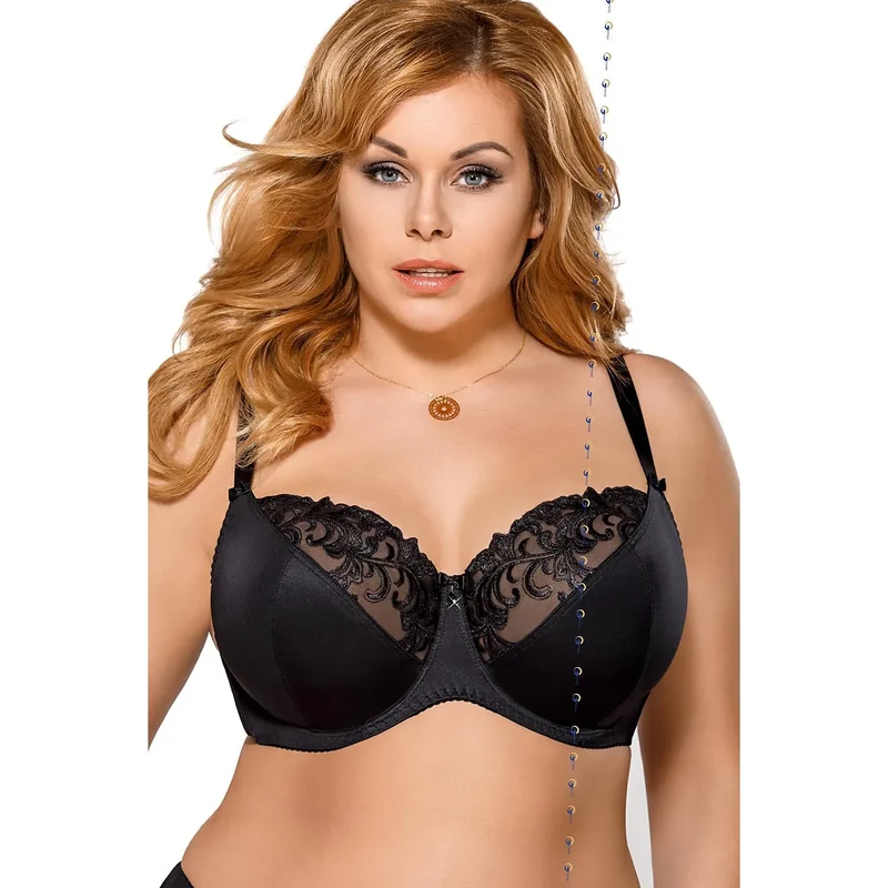 classique soutiengorge doux broderie élégante maintien décolleté confort raffiné bretelles ajustables crochets deux rangées tailles variées noir bonnets renforcés lisse