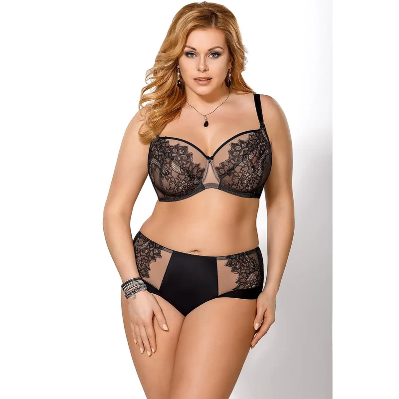 soutien gorge taille plus dentelle élasthanne polyamide maintien renforcé confortable durable sophistiqué féminine élégante noir tailles multiples
