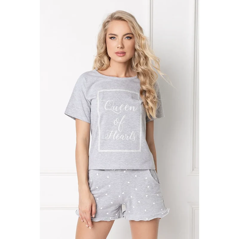 pyjama coton pur Aruelle modèle 134390 gris manches longues pantalon long doux respirant peau sensible tailles S M L XL