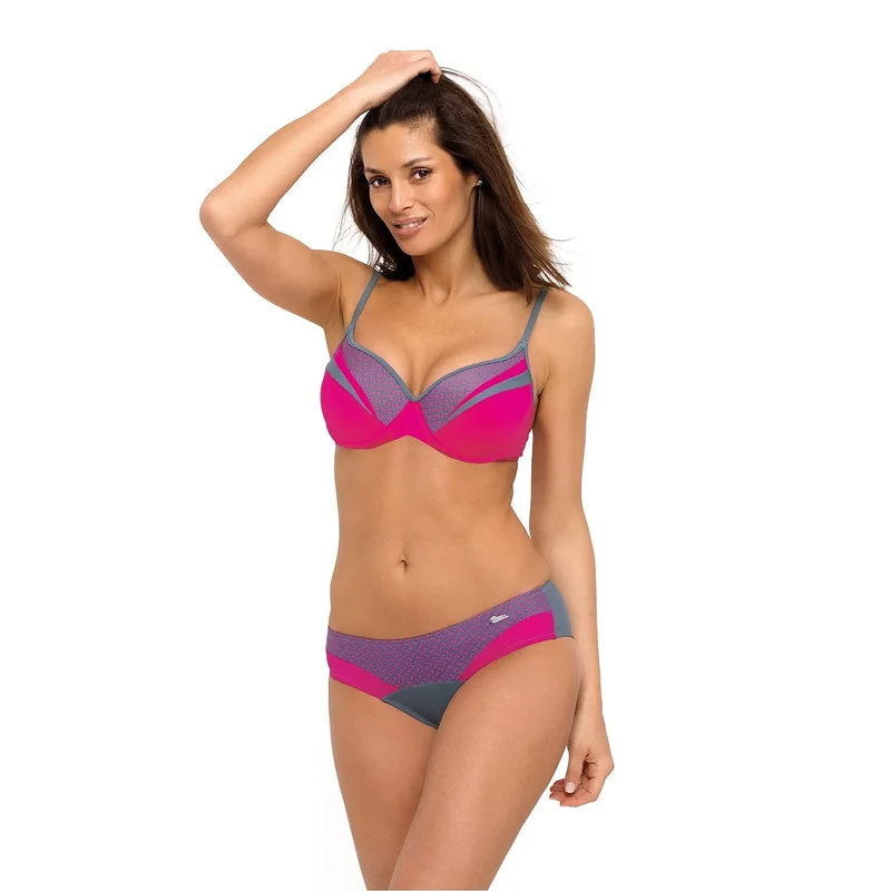 maillot bain deux pièces Arianna M532 papillons effet rembourrés armature maintien sportif tissu italien polyamide elasthanne rosé
