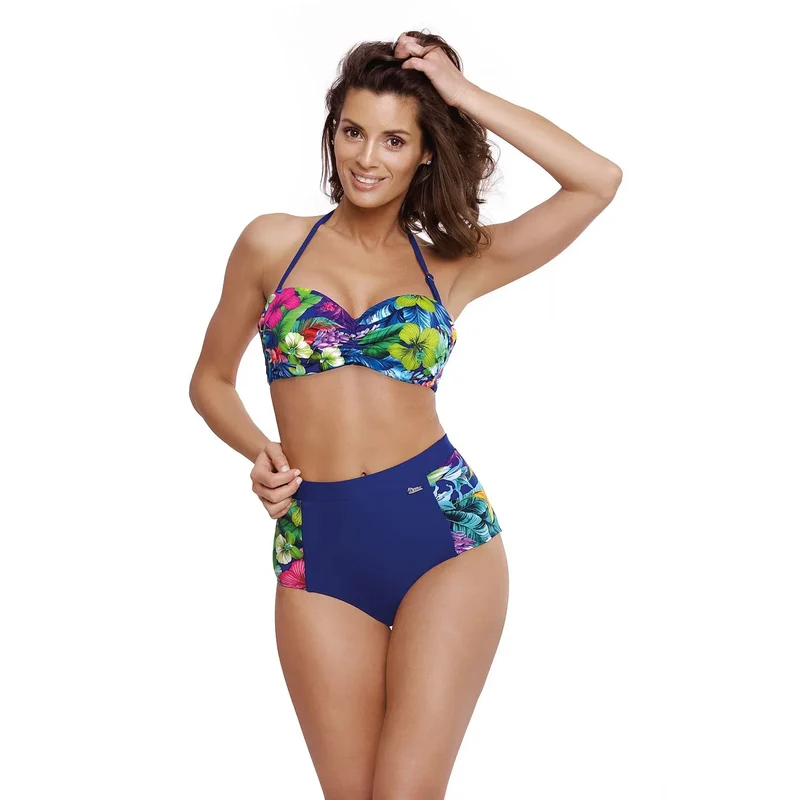 maillot bain deux pièces rétro motifs floraux fleurs détachables bretelles amovibles bonnets rembourrés rehaussant taille haute tissu italien