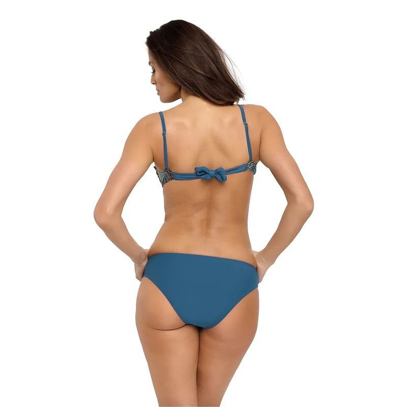 maillot deux pièces turquoise bardot tissu italien Marko soutiengorge rehausseur bretelles amovibles maintien confort extensible plage piscine glamour silhouette sublimée