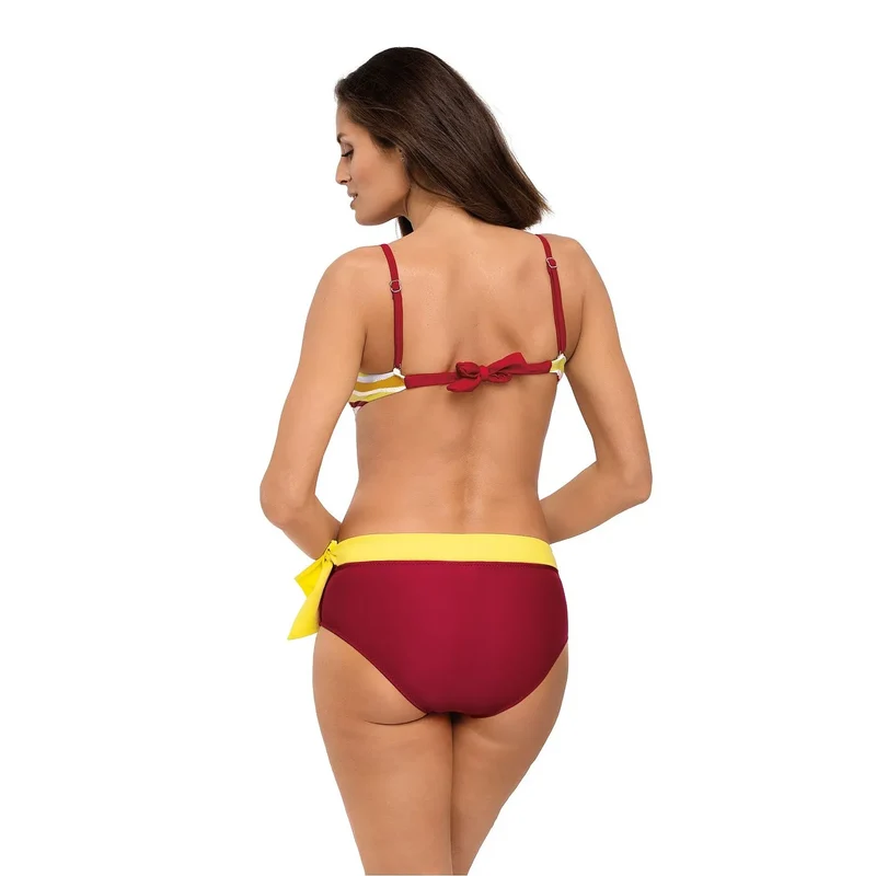 maillot bain deux pièces galbant tissu italien bardot bretelles détachables armatures mousse motifs colorés bas uni attaches latérales