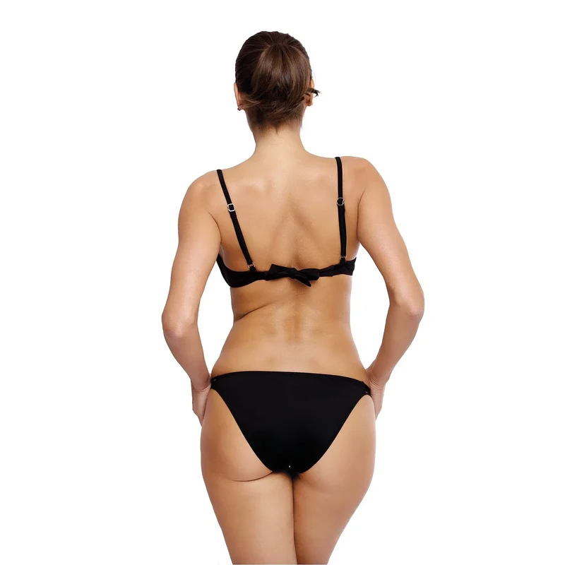 maillot bain femme soutien bonnets rembourrés armatures galbant amplifiant lanières caoutchouc noires bretelles réglables nœud dos petites tailles
