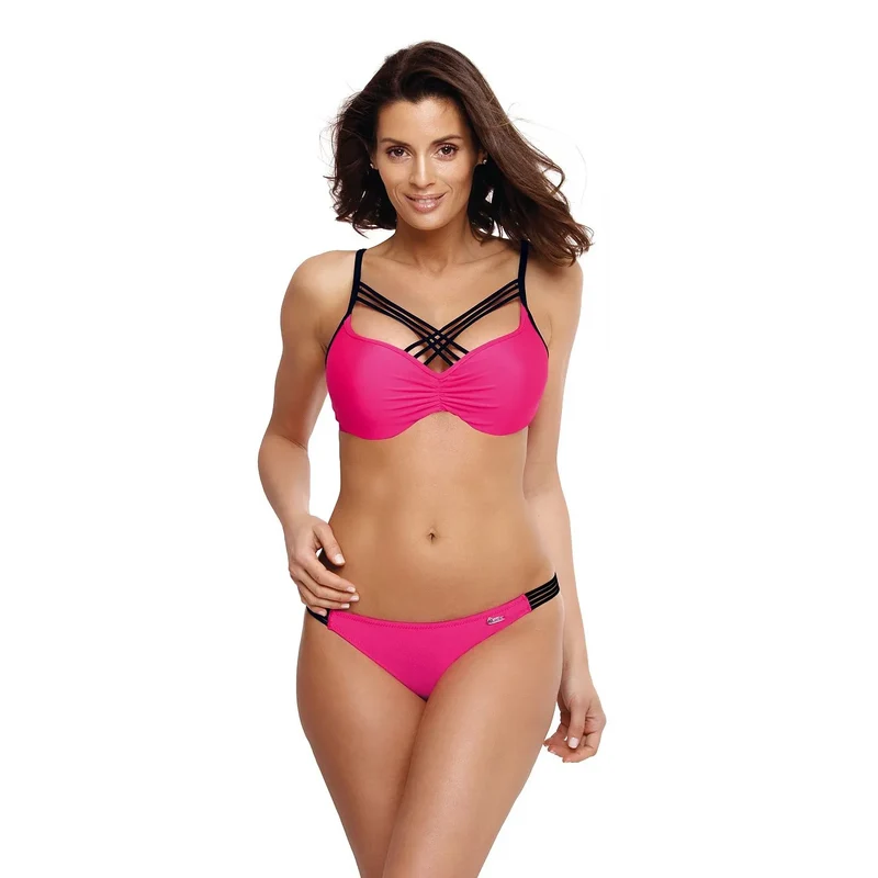 maillot bain soutien galbe bonnets rembourrés armatures intégrées lanières caoutchouc noir rosé bretelles réglables nouage dos culottes sculptantes