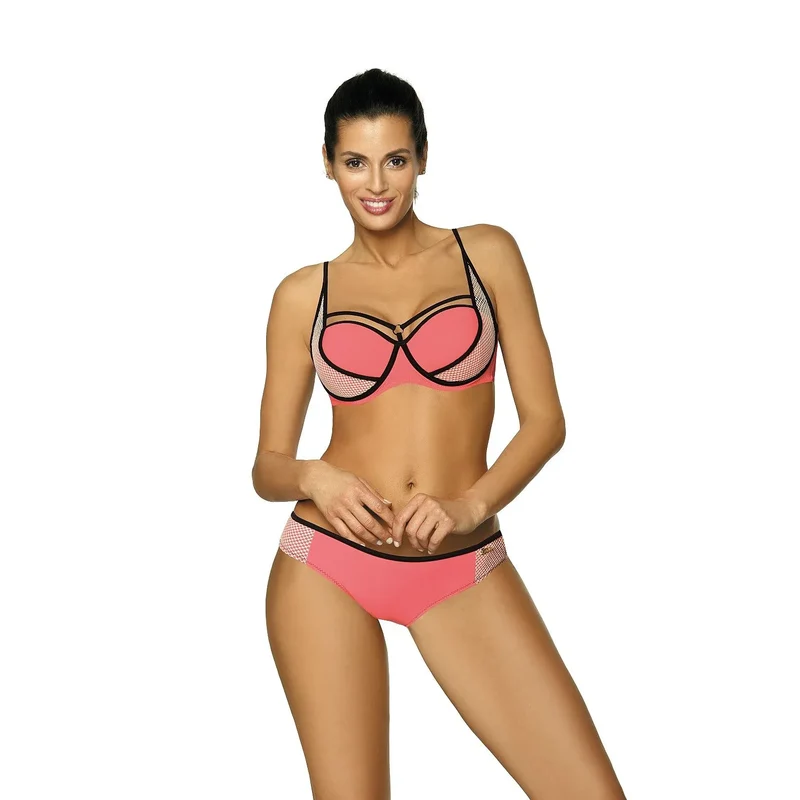 bikini deuxpieces Marko model116579 bonnetsrembourrés armatures bretellesfines maillecontrastante corail noir polyamide élasthanne couturesrenforcées finitionsoignée maintienoptimal séchagerapide