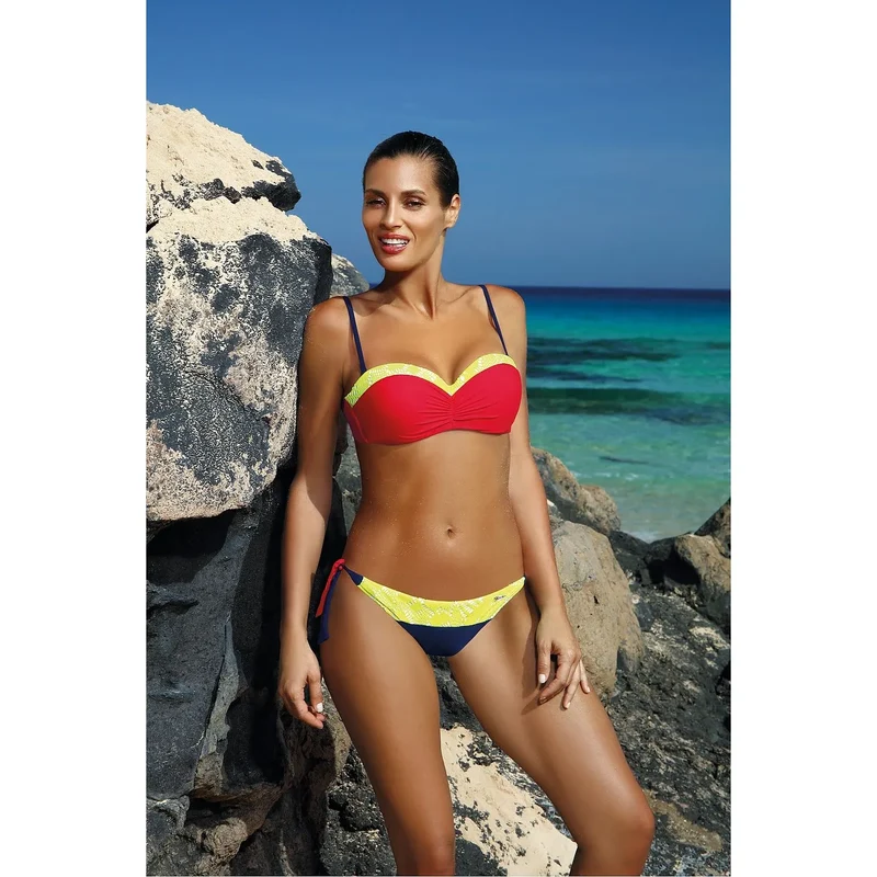 maillot bain deux pièces dentelle sexy rehausseur poitrine petites moyennes bonnets rembourrés armatures bretelles réglables détachables polyamide élasthanne rouge