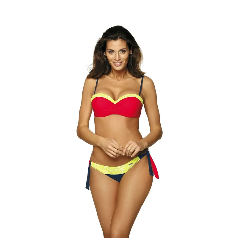 maillot bain deux pièces dentelle sexy rehausseur poitrine petites moyennes bonnets rembourrés armatures bretelles réglables détachables polyamide élasthanne rouge